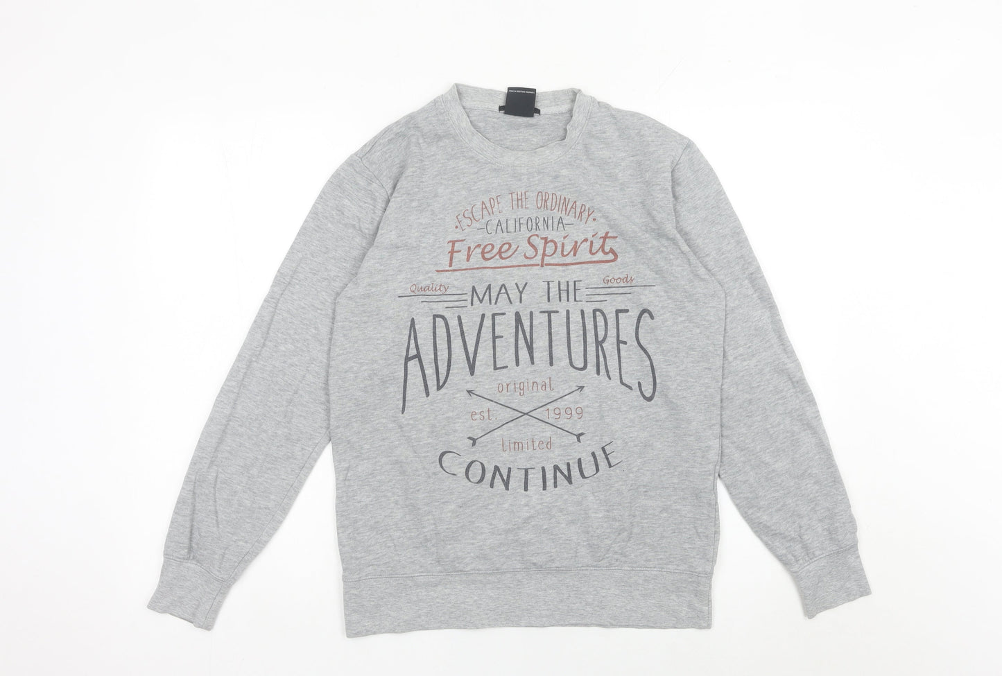 Smog Unisex Adults Grey Pullover Sweatshirt S Regular Fit