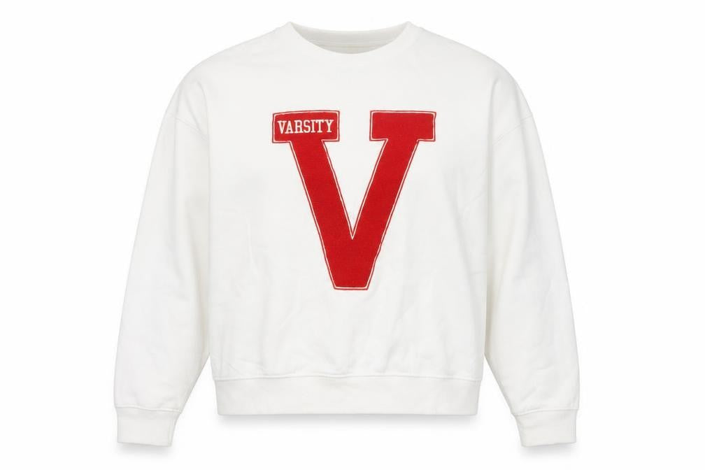 New Look Women’s White Sweatshirt Small Varsity Logo Pullover