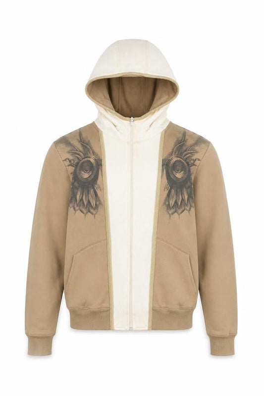Jinx Blizzard Men’s Beige XS Full Zip Graphic Hoodie