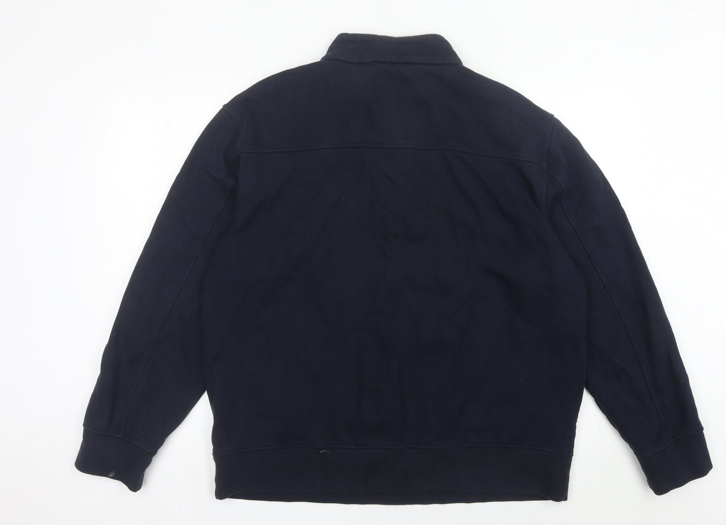 Atlantic Bay Mens Navy Grey XL 1/4 Zip Sweatshirt Pullover Cotton