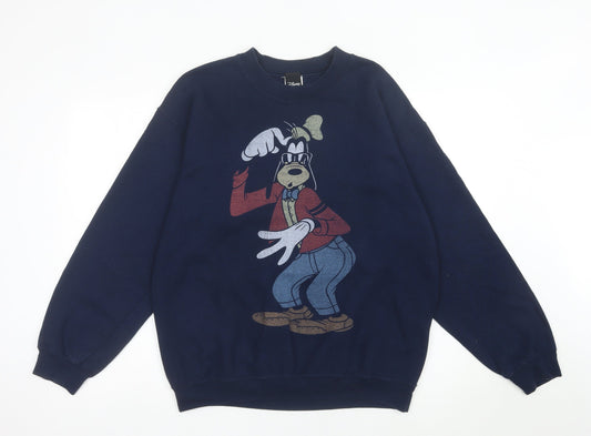 Disney Goofy Men's Blue Pullover Sweatshirt M Graphic Print