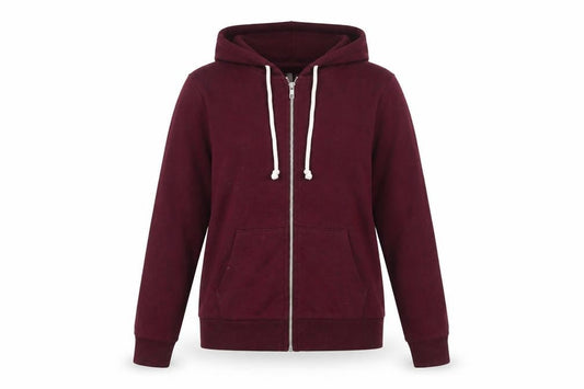 Women's Burgundy Zip Hoodie Small Cotton Blend Casual