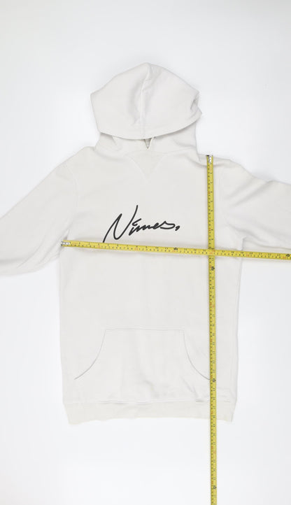 Nimes Mens White Hoodie Pullover Medium Graphic Logo Long Sleeve