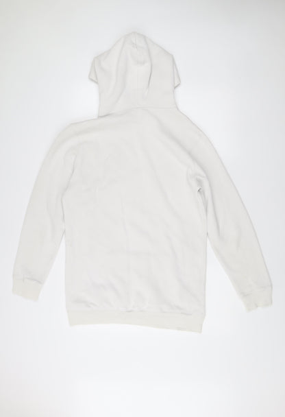 Nimes Mens White Hoodie Pullover Medium Graphic Logo Long Sleeve