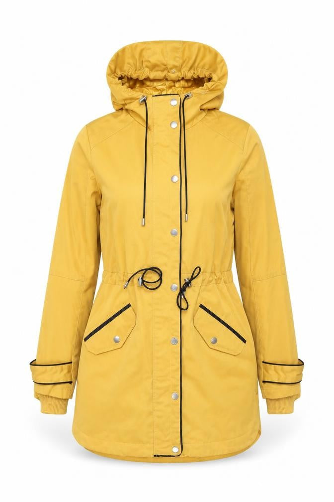 New Look Women’s Yellow Parka Jacket Size 8 Hooded Mid-Length Coat