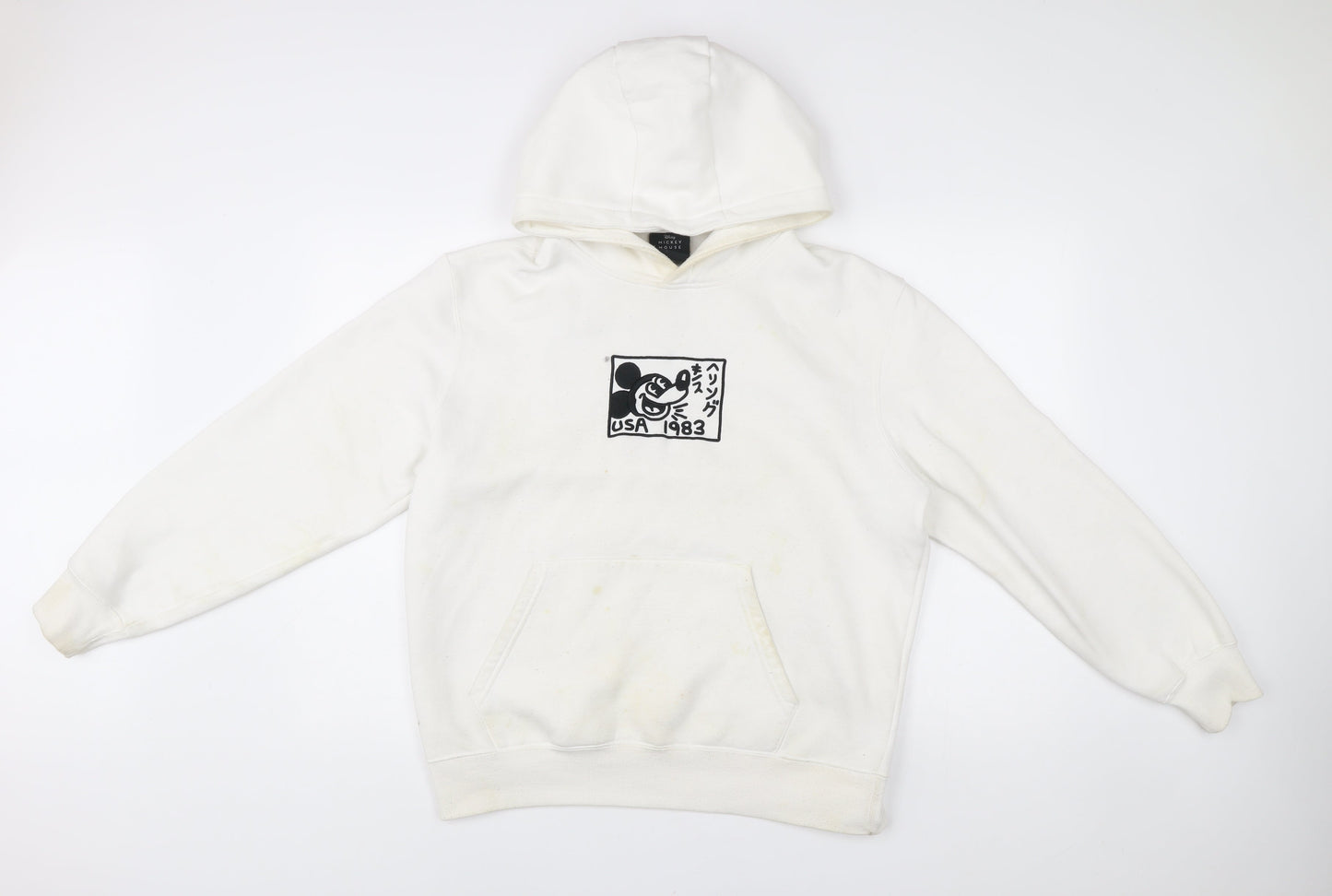 Disney Keith Haring Men’s White Hoodie M Pullover Graphic Print
