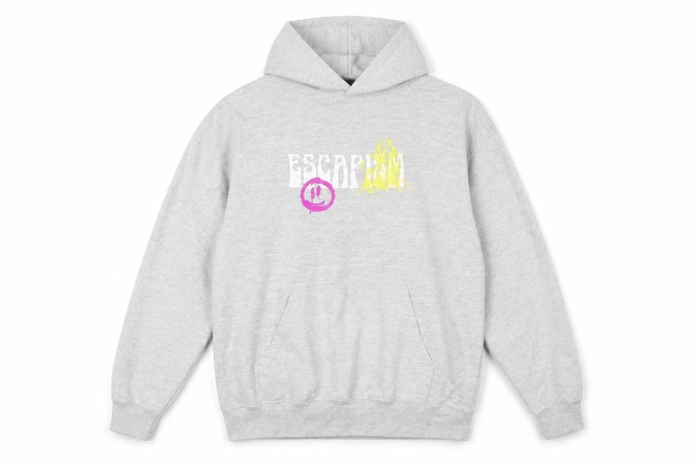 boohooMAN Mens Grey Pullover Hoodie S Graphic Print Retro Style