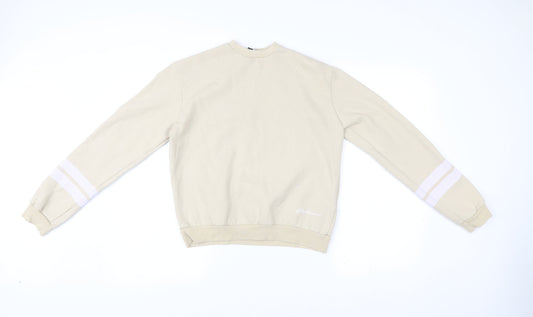 Boohoo Women’s Beige Cotton Sweatshirt Size 8 Crew Neck Casual