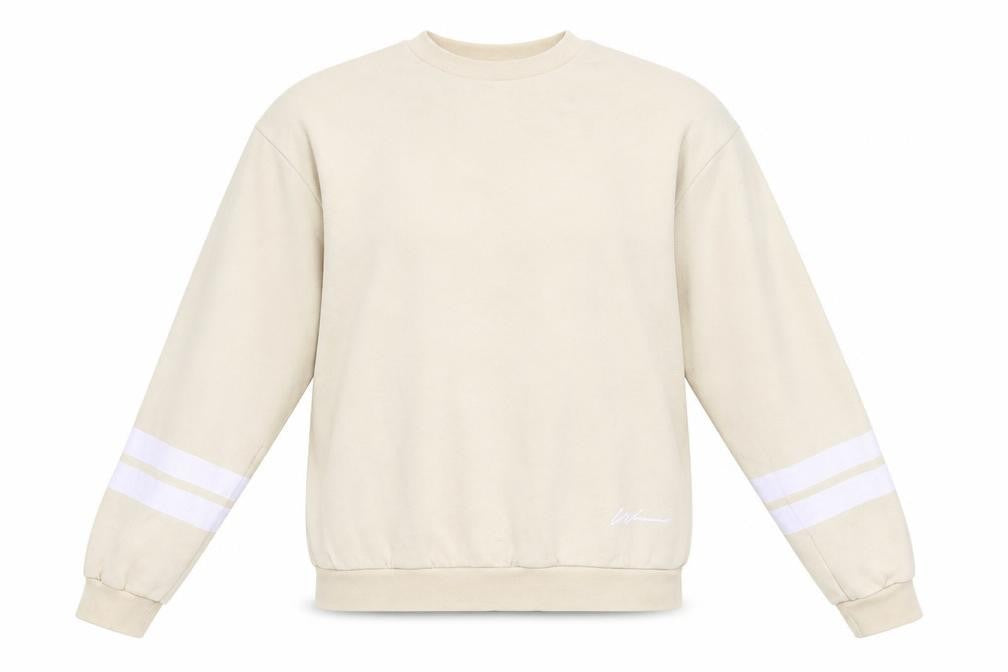 Boohoo Women’s Beige Cotton Sweatshirt Size 8 Crew Neck Casual