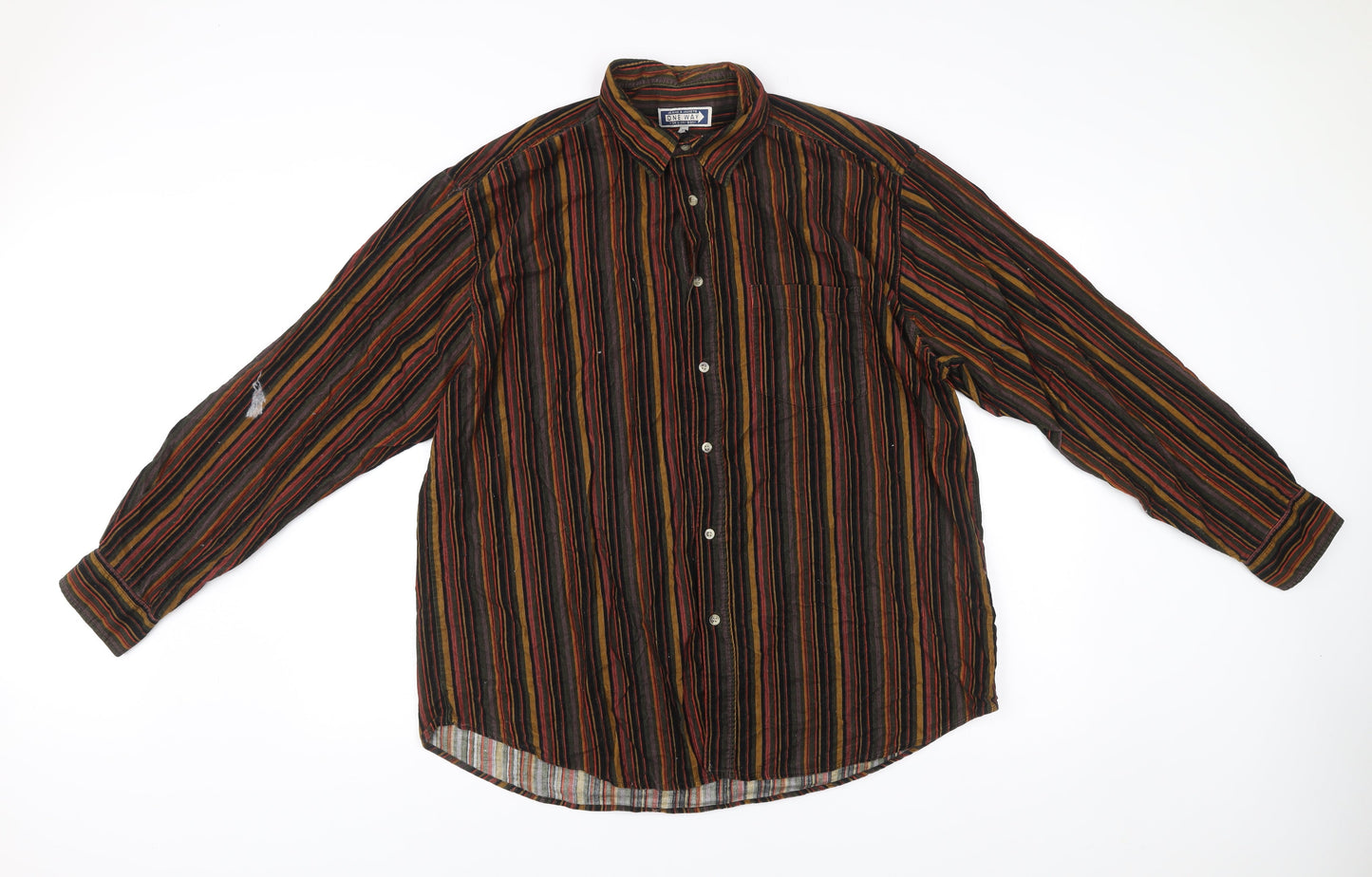 One Way Men’s Multicoloured XL Striped Cotton Button-Up Shirt