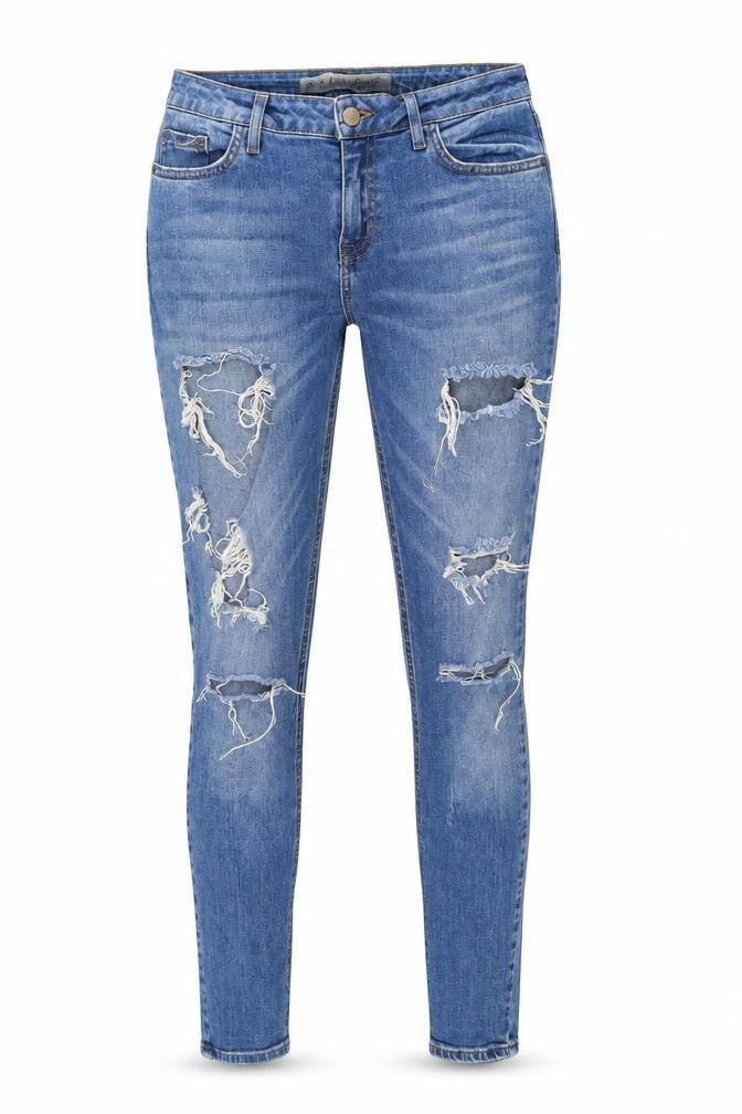 Denim Co. Womens Blue Size 10 Distressed Skinny Jeans