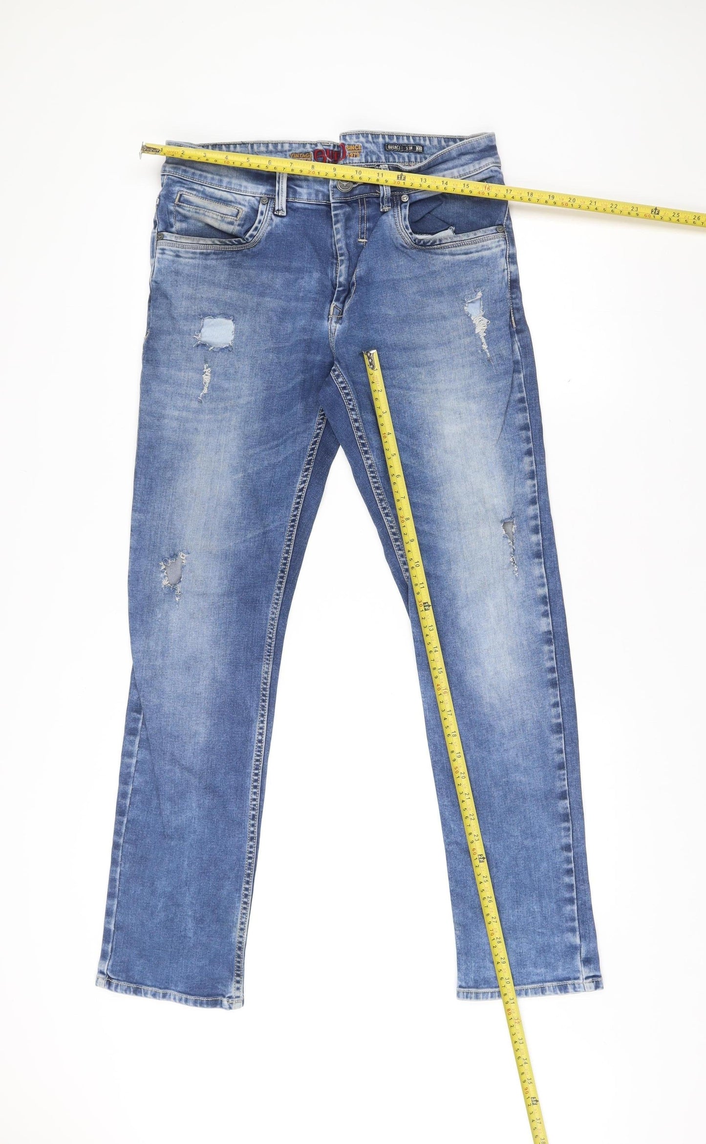 Buffalo Men’s Blue Slim Fit Distressed Jeans Size 32 Bronco