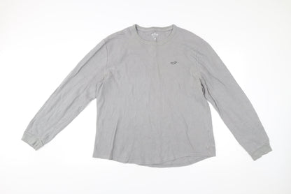 Hollister Men’s Grey Cotton Pullover Sweatshirt L Long Sleeve