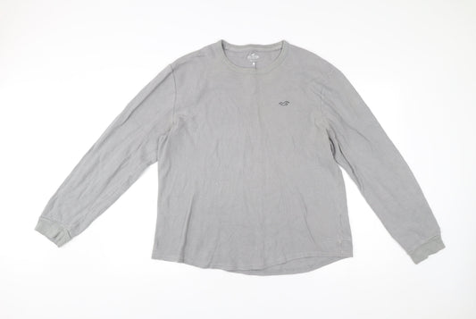 Hollister Men’s Grey Cotton Pullover Sweatshirt L Long Sleeve