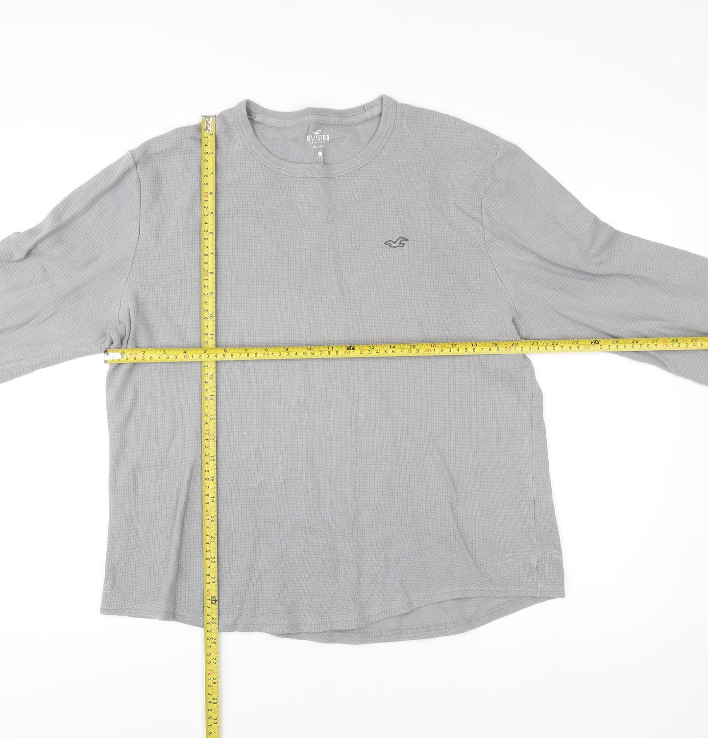 Hollister Men’s Grey Cotton Pullover Sweatshirt L Long Sleeve