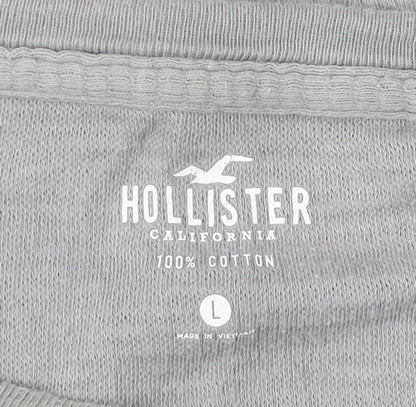 Hollister Men’s Grey Cotton Pullover Sweatshirt L Long Sleeve