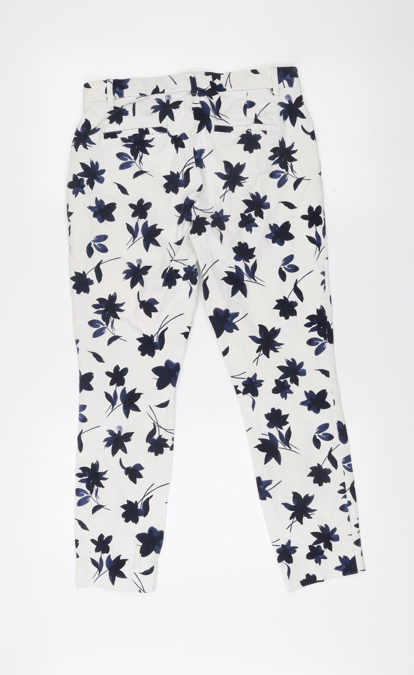 GAP Womens White Floral Skinny Ankle Trousers Size 10