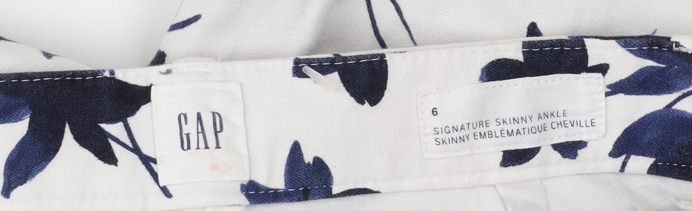GAP Womens White Floral Skinny Ankle Trousers Size 10