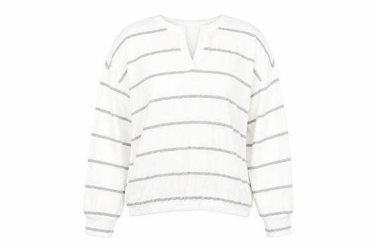 Next Women’s White Striped V-Neck Pullover Jumper Size M