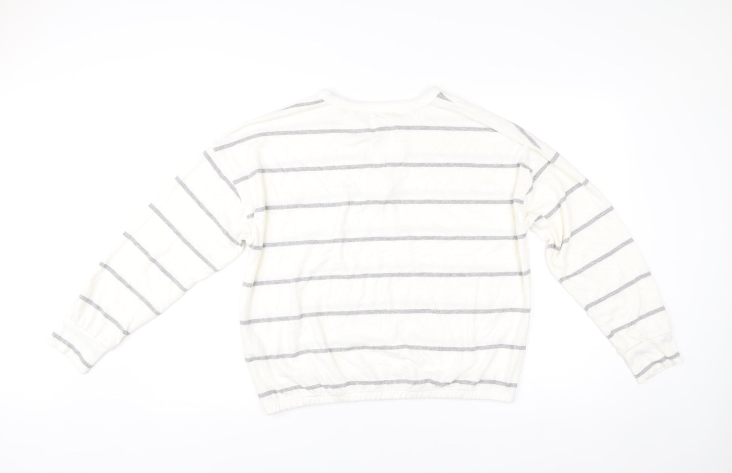 Next Women’s White Striped V-Neck Pullover Jumper Size M