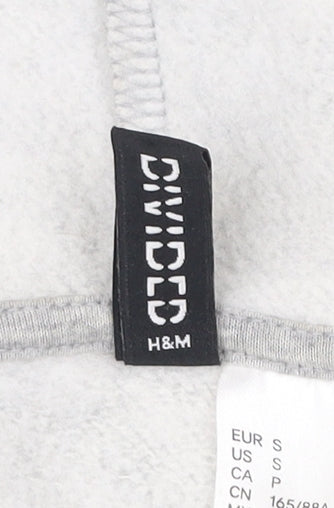 H&M Women’s Grey Pullover Hoodie S Embroidered Floral Casual