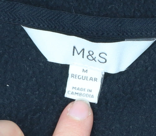 Marks & Spencer Women’s Black M Fleece Zip Jacket Regular Fit
