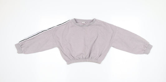 Next Girls Grey Sweatshirt 8 Years Pullover Long Sleeve Crew Neck