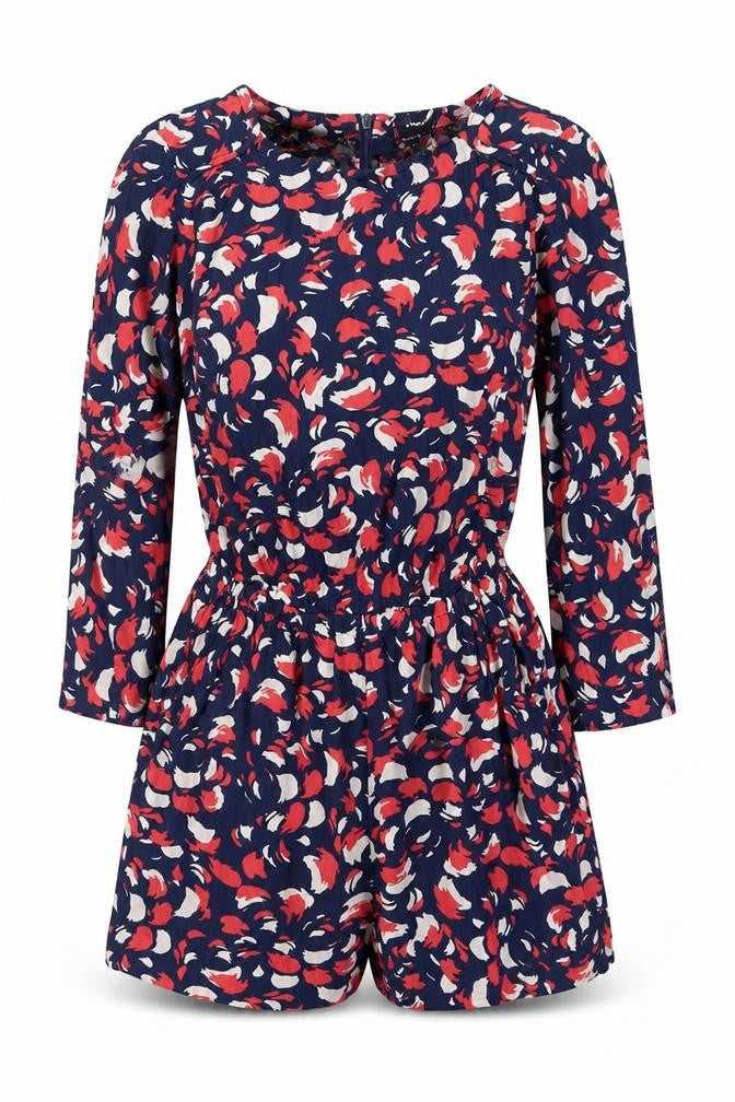 River Island Women’s Multicoloured Floral Ruched Long Sleeve Playsuit Size 8