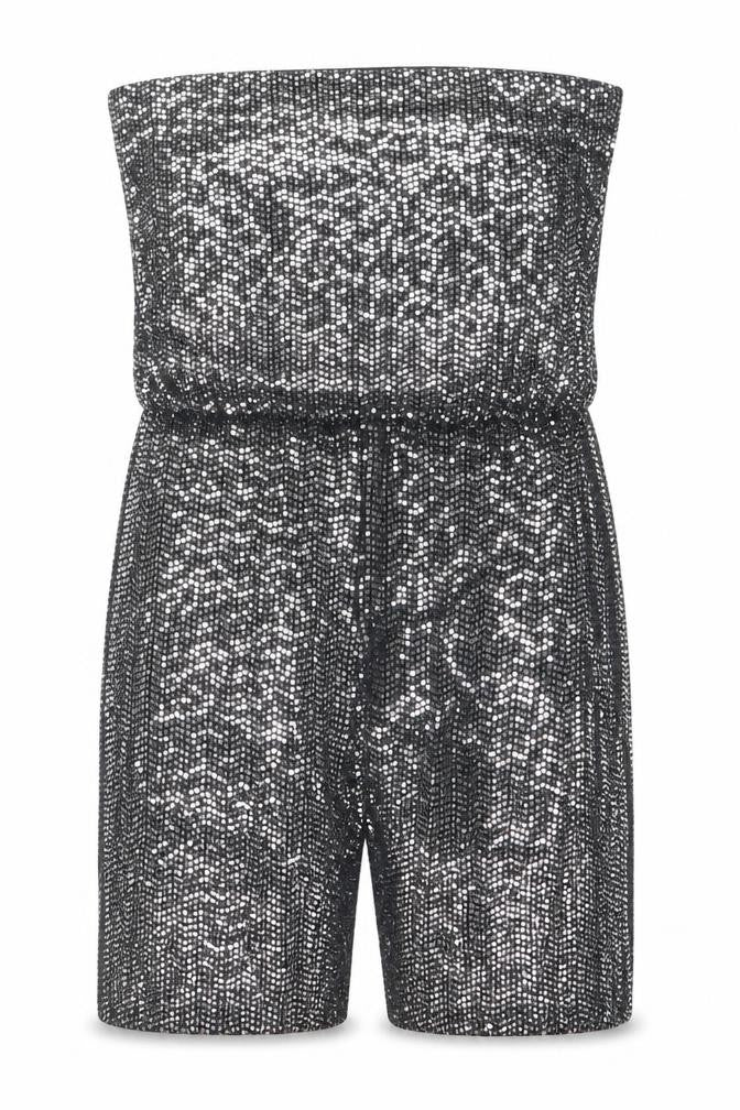 New Look Womens Black Sequin Strapless Slim Fit Playsuit Size 6