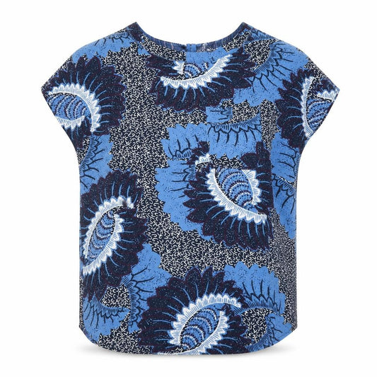 Next Women Blue Floral Viscose Tunic Blouse UK 8 Short Sleeve