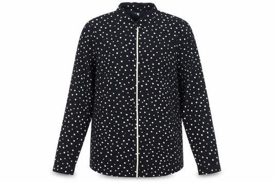 Marks and Spencer Women's Black Polka Dot Button-Up Shirt Size 10