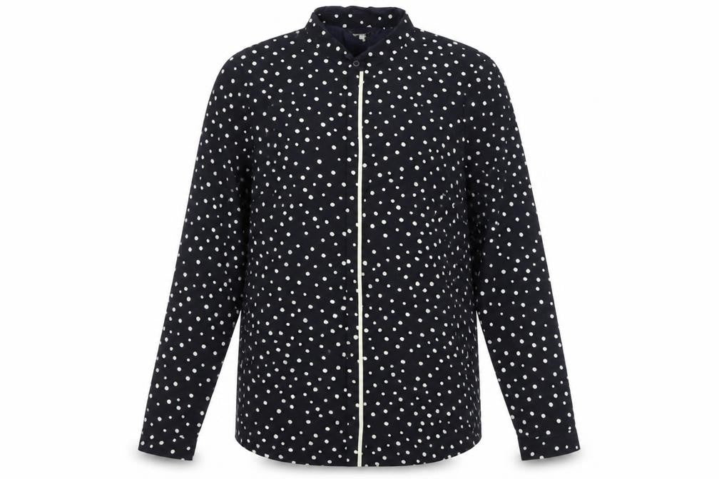 Marks & Spencer Women's Black Polka Dot Button-Up Shirt Size 10