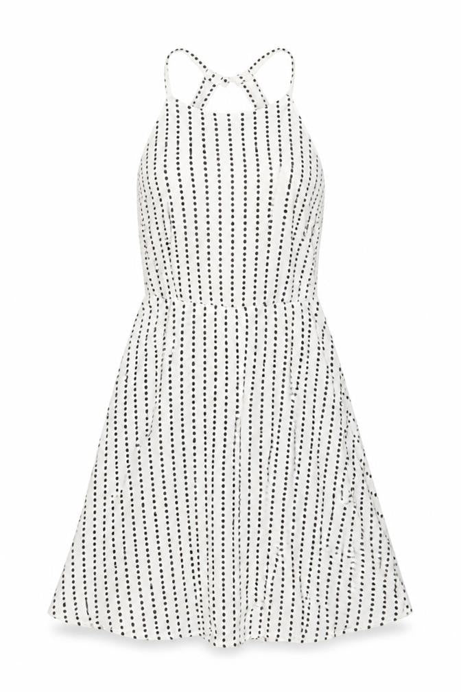 Front view of ASOS Women’s White Polka Dot Asymmetric Slip Dress, size UK 10