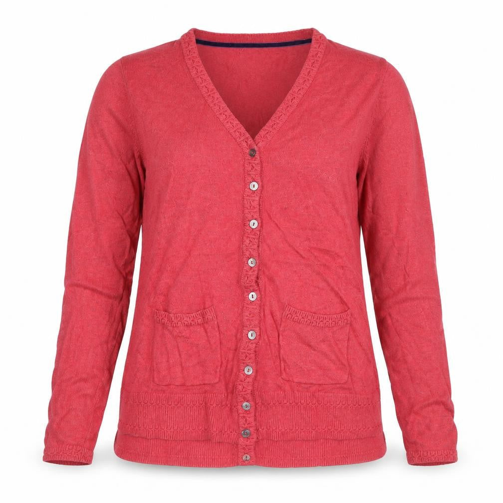 Mistral Womens Red Cardigan Size 12 V-Neck Knit Pockets