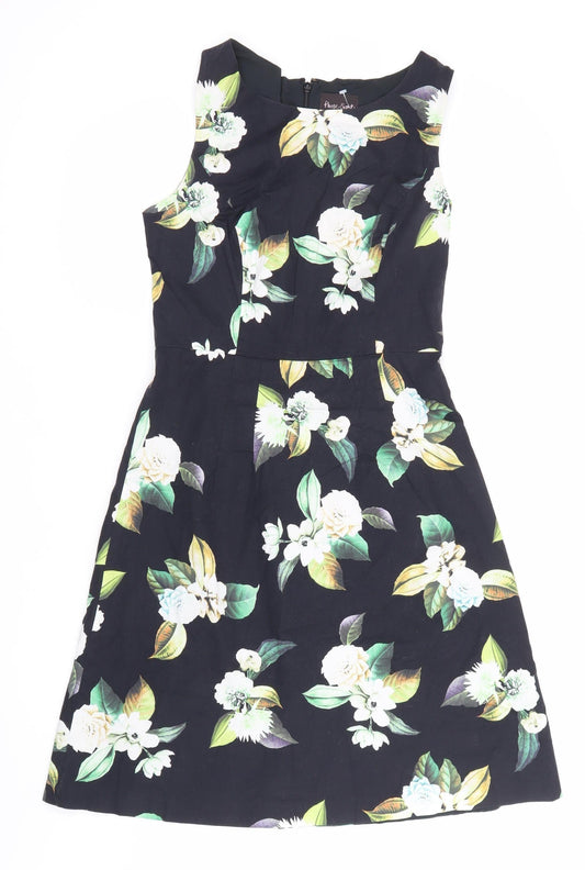 Fearne Eighty Womens Black Floral Sleeveless Tunic Dress Size 10