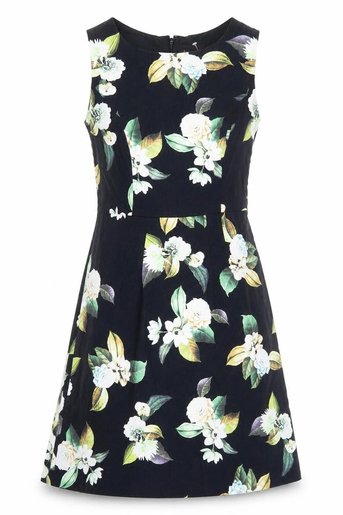 Fearne Eighty Womens Black Floral Sleeveless Tunic Dress Size 10