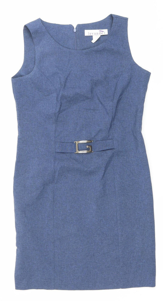 Lavande Women’s Blue Size 8 Sleeveless Sheath Knee Length Dress