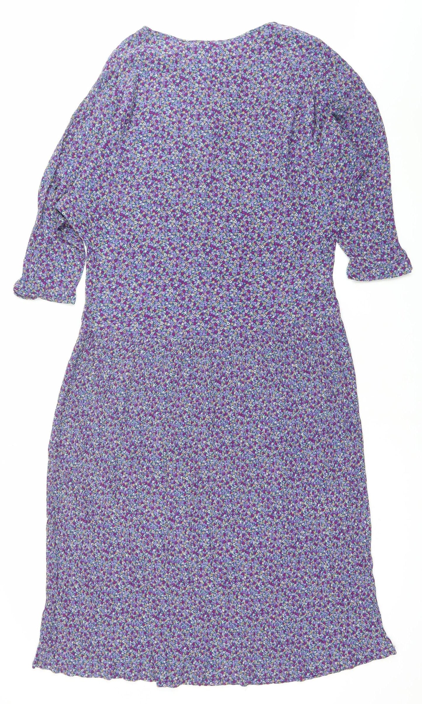 Wallis Womens Purple Floral Midi Shirt Dress Size 12 Viscose