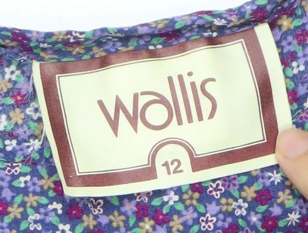 Wallis Womens Purple Floral Midi Shirt Dress Size 12 Viscose