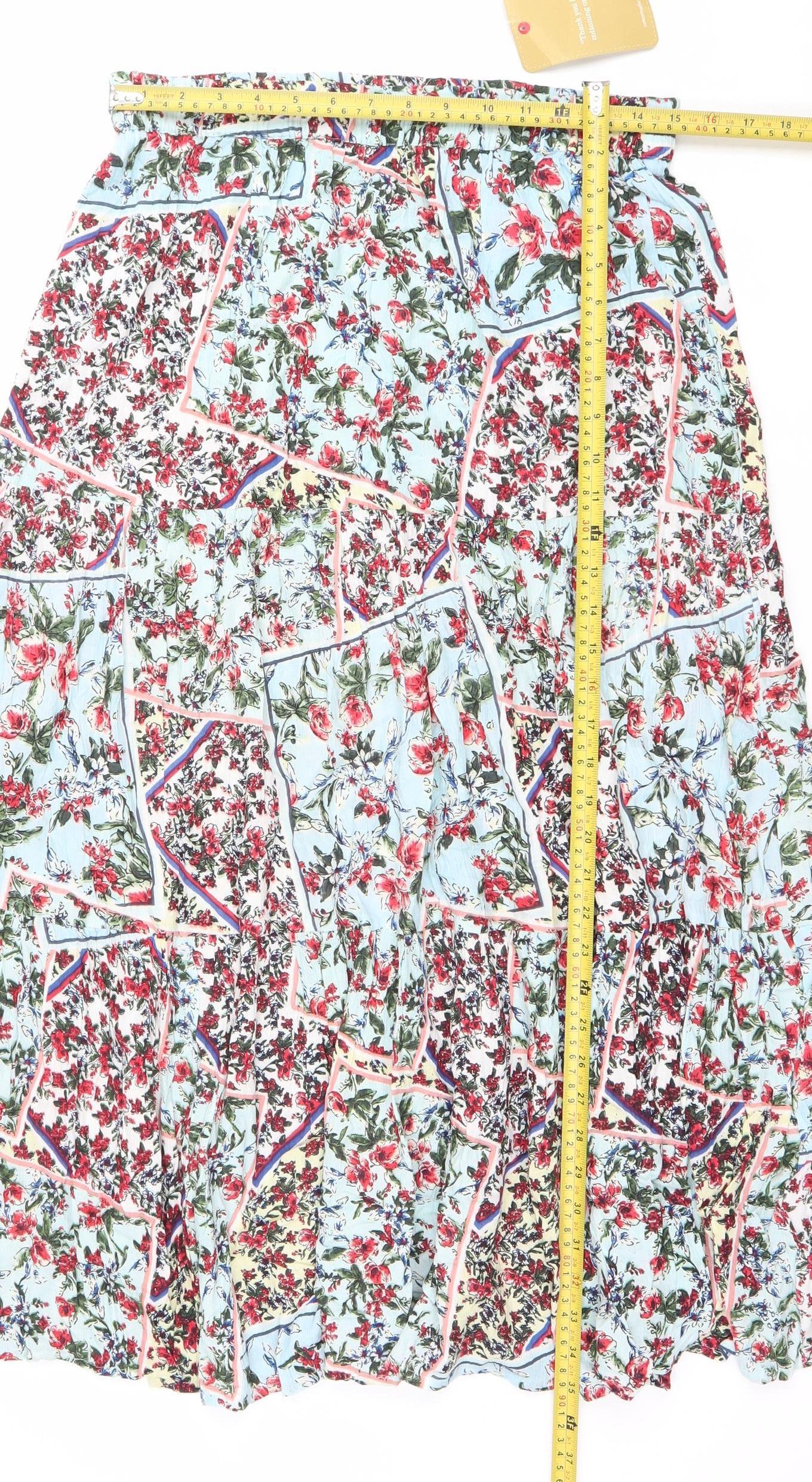 Colton Traders Women’s Multicoloured Floral Midi A-Line Skirt Size 14