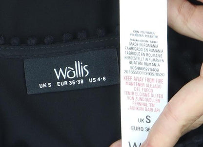 Wallis Women’s Black Cold Shoulder Blouse Size S V-Neck Chiffon