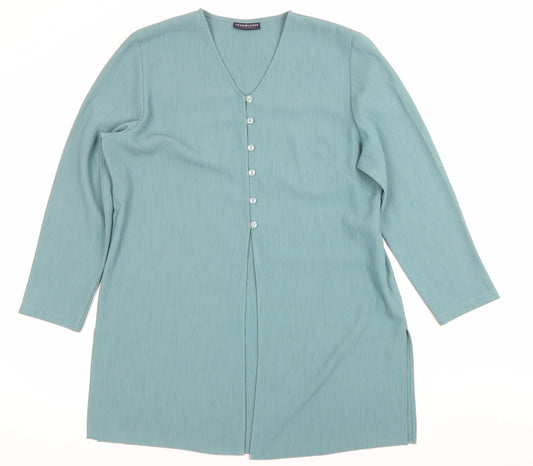 Your 6th Sense Women’s Green Tunic Blouse Size 16 Button-Up V-Neck