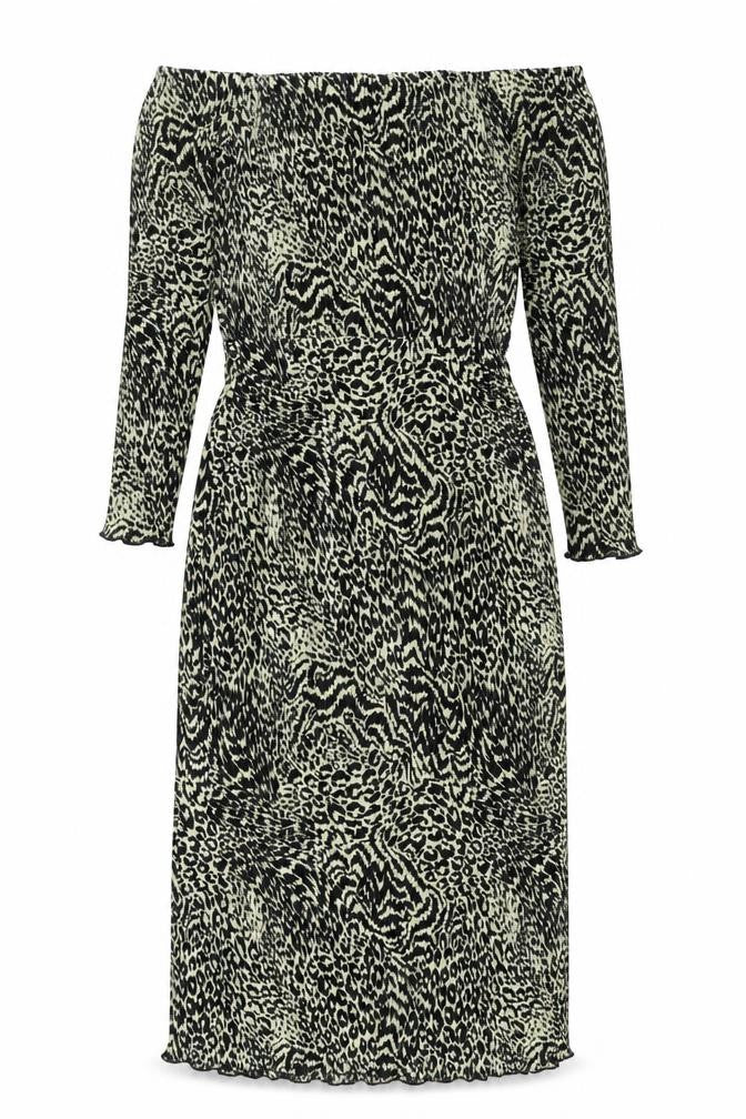 Front view of ASOS Women’s Green Black Leopard Print One Shoulder Bodycon Mini Dress UK 10