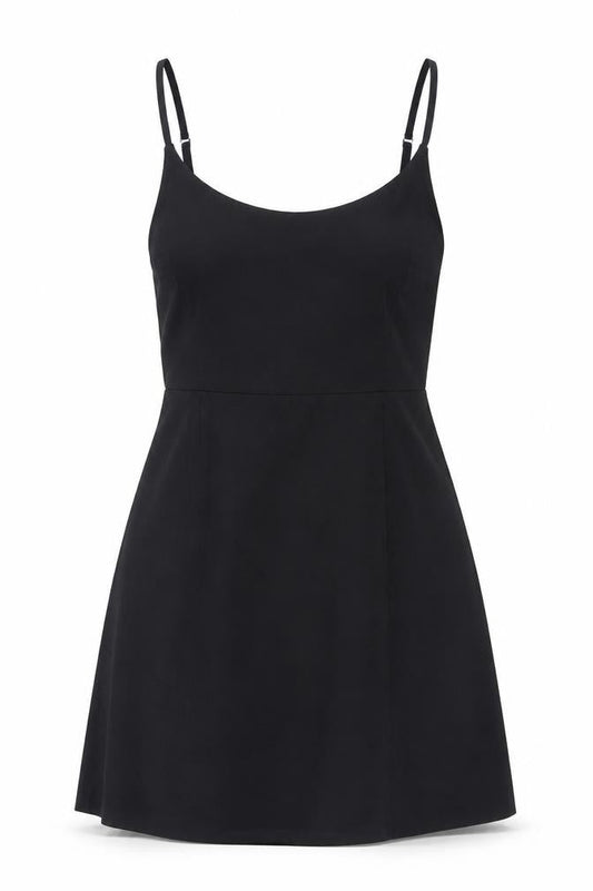 Zara Women Black Mini Slip Dress Size M Square Neck Sleeveless