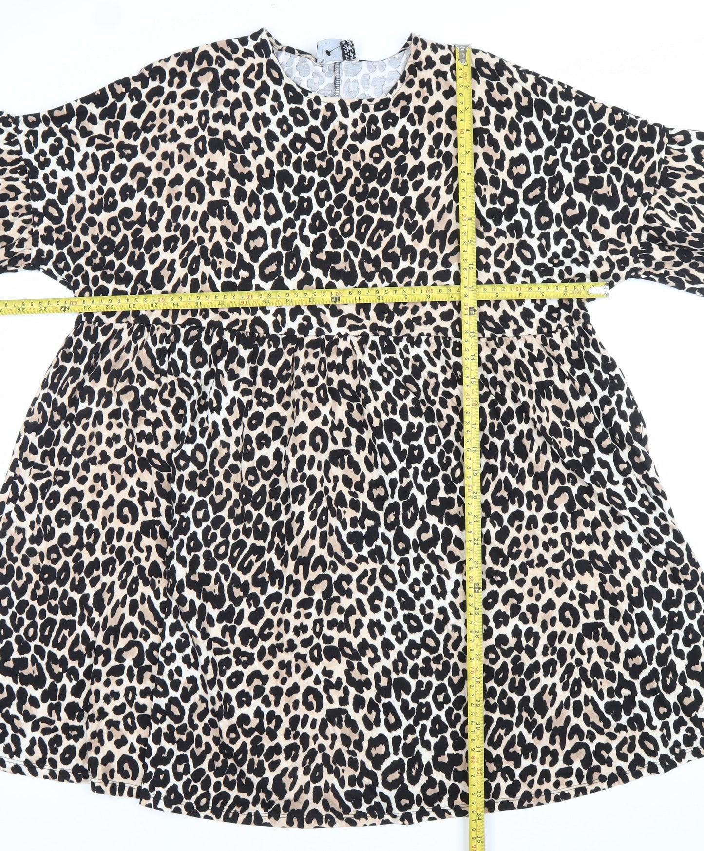 ASOS Women’s Beige Leopard Print Smock Dress Size 10 Cotton