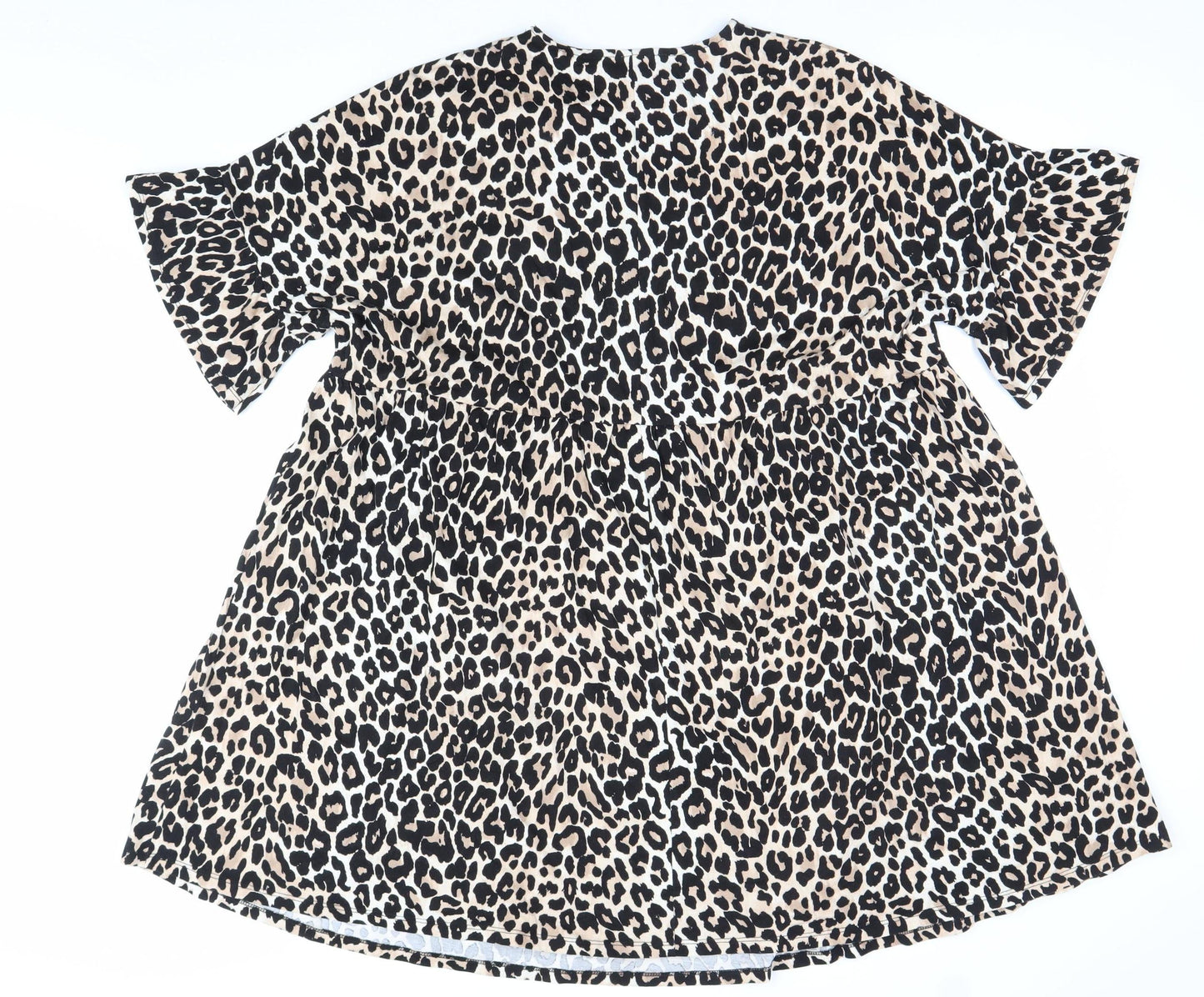 ASOS Women’s Beige Leopard Print Smock Dress Size 10 Cotton