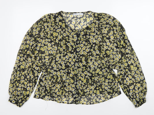 Pull&Bear Women’s Multicoloured Floral Tunic Blouse Size 12