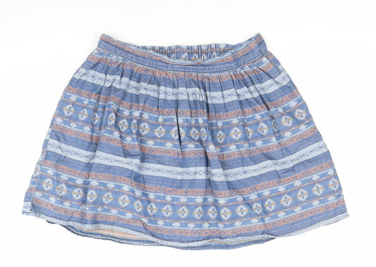 Vero Moda Women’s Blue Brown Tribal Cotton A-Line Skirt S