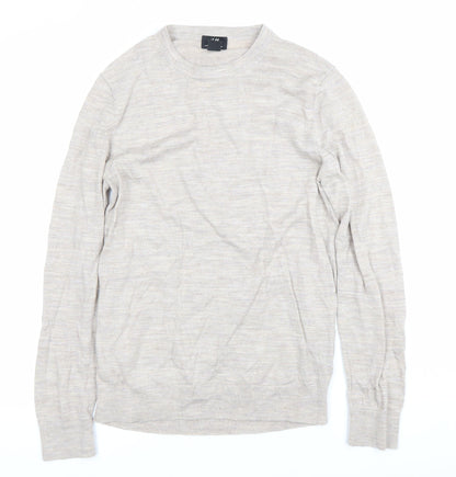 H&M Men’s Beige Wool Blend Crew Neck Jumper Size S