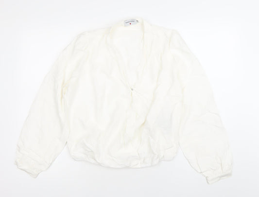 NAF NAF Women’s White Long Sleeve Wrap Blouse Size 12